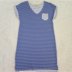 Vineyard Vines Blue And White V-Neck Mixed Stripe Shirt Dress Size XS